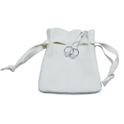 Το άσπρο δώρο Drawstring υφάσματος κοσμημάτων σουέτ τοποθετεί 9x12cm με το λογότυπο σε σάκκο
