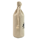 100% το φυσικό δώρο Drawstring υφάσματος λιναριού λινού τοποθετεί τη συσκευασία κρασιού σε σάκκο
