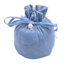 Στρογγυλές μπλε τσάντες δώρων Drawstring υφάσματος σουέτ για τη συσκευασία κοσμήματος